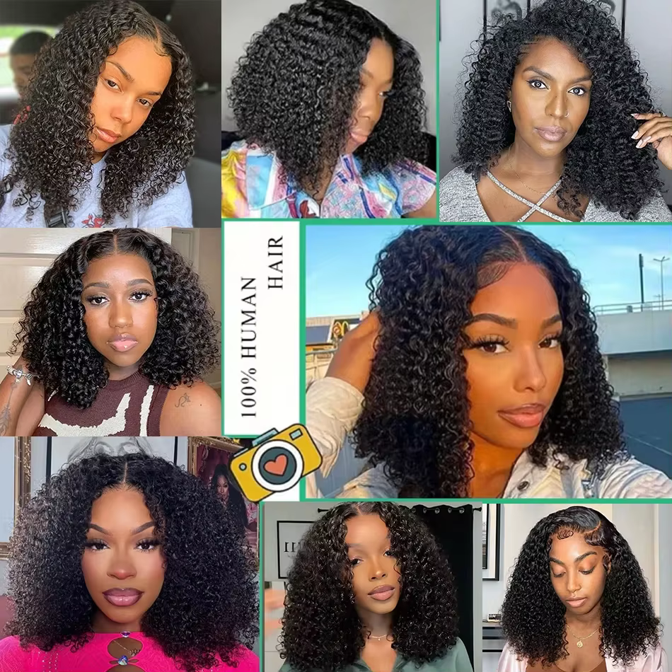 Perruques sans colle 100% cheveux humains, perruques courtes bob ondulées, perruques frontales en dentelle HD 13x4 pré-épilées, bouclées profondes, prêtes à porter, en promotion