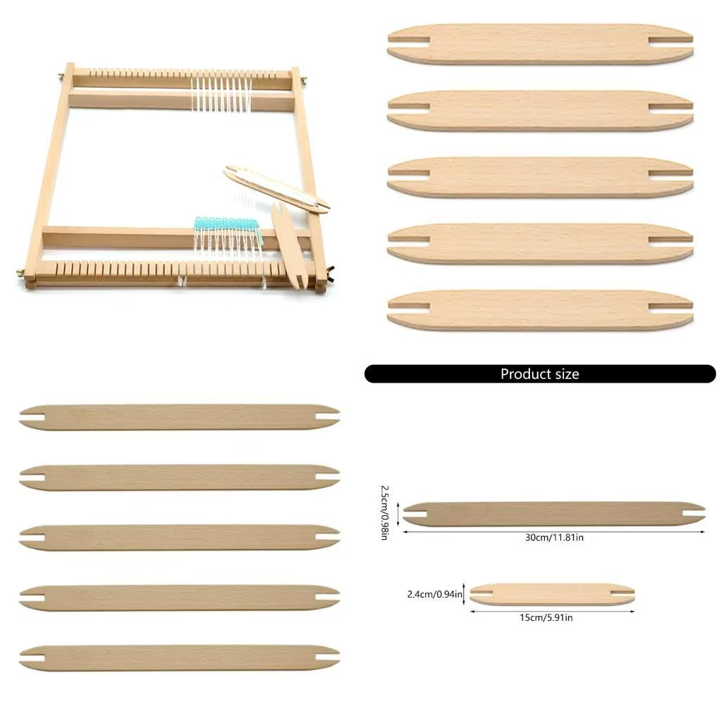 E8BD 5PCS Sticks tissage en bois 6 pouces 11,8 pouces tissage long