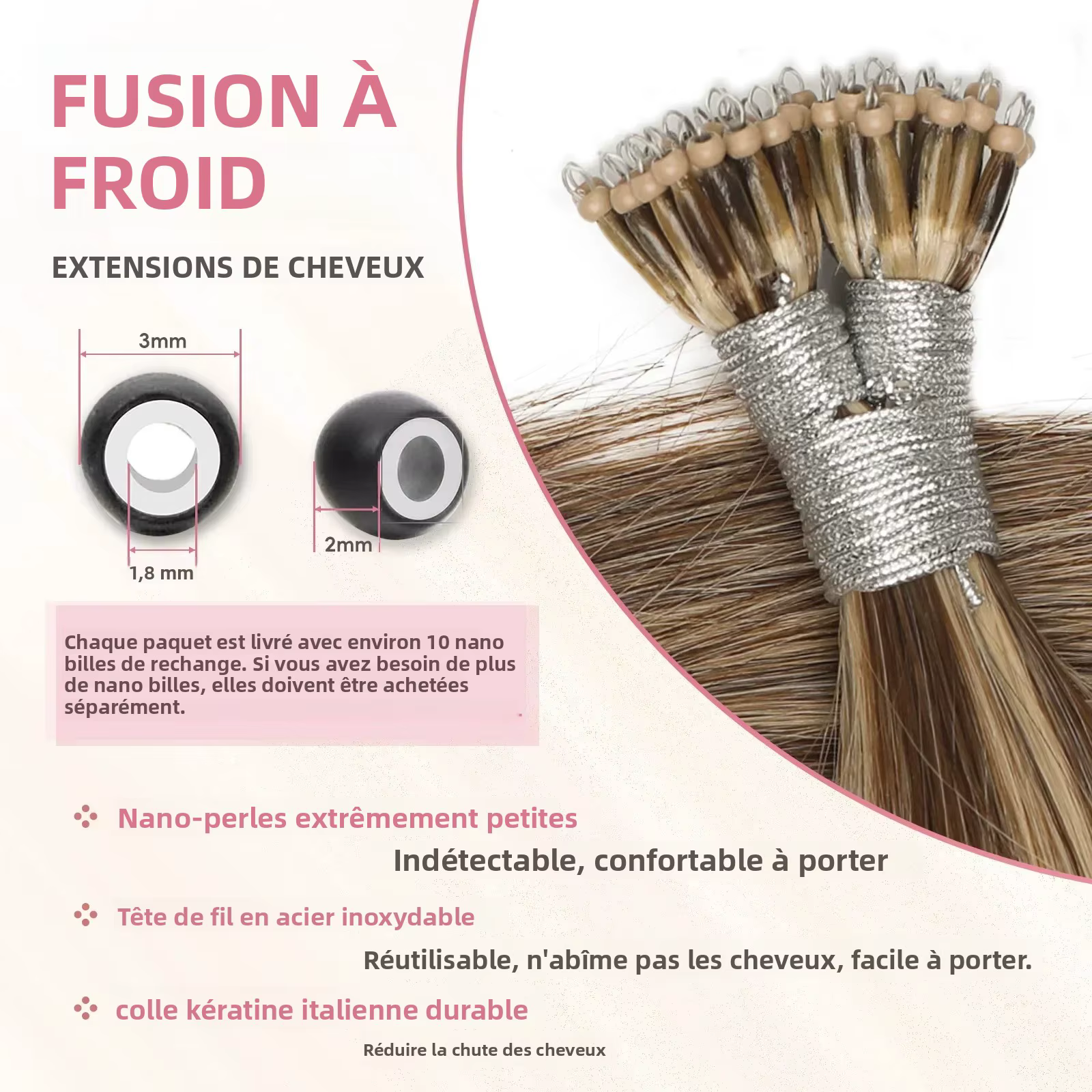 Extensions de cheveux Nano Rings à pointe droite, cheveux humains vierges naturels Shadow 100%, lots de cheveux blonds en vrac, micro-perles, kératine en gros