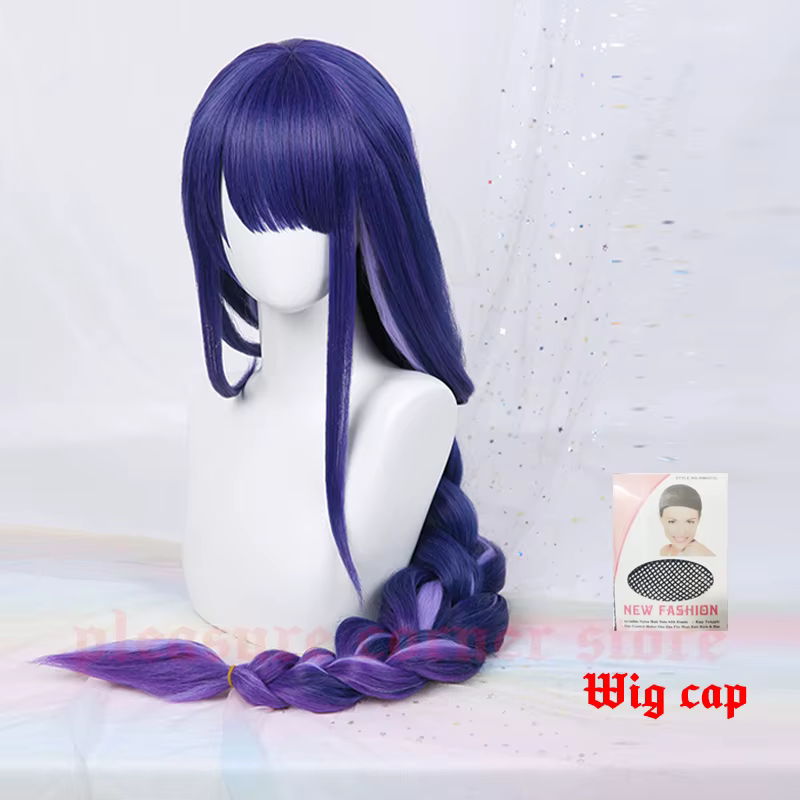 Perruque de Cosplay Synthétique Violette de l'Anime Genshin Impact Raiden Shogun