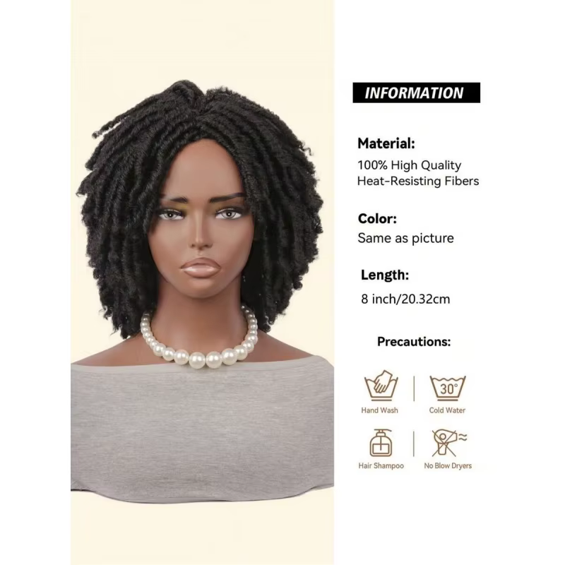 Perruque synthétique courte Billowig avec frange – Style tressé ombré