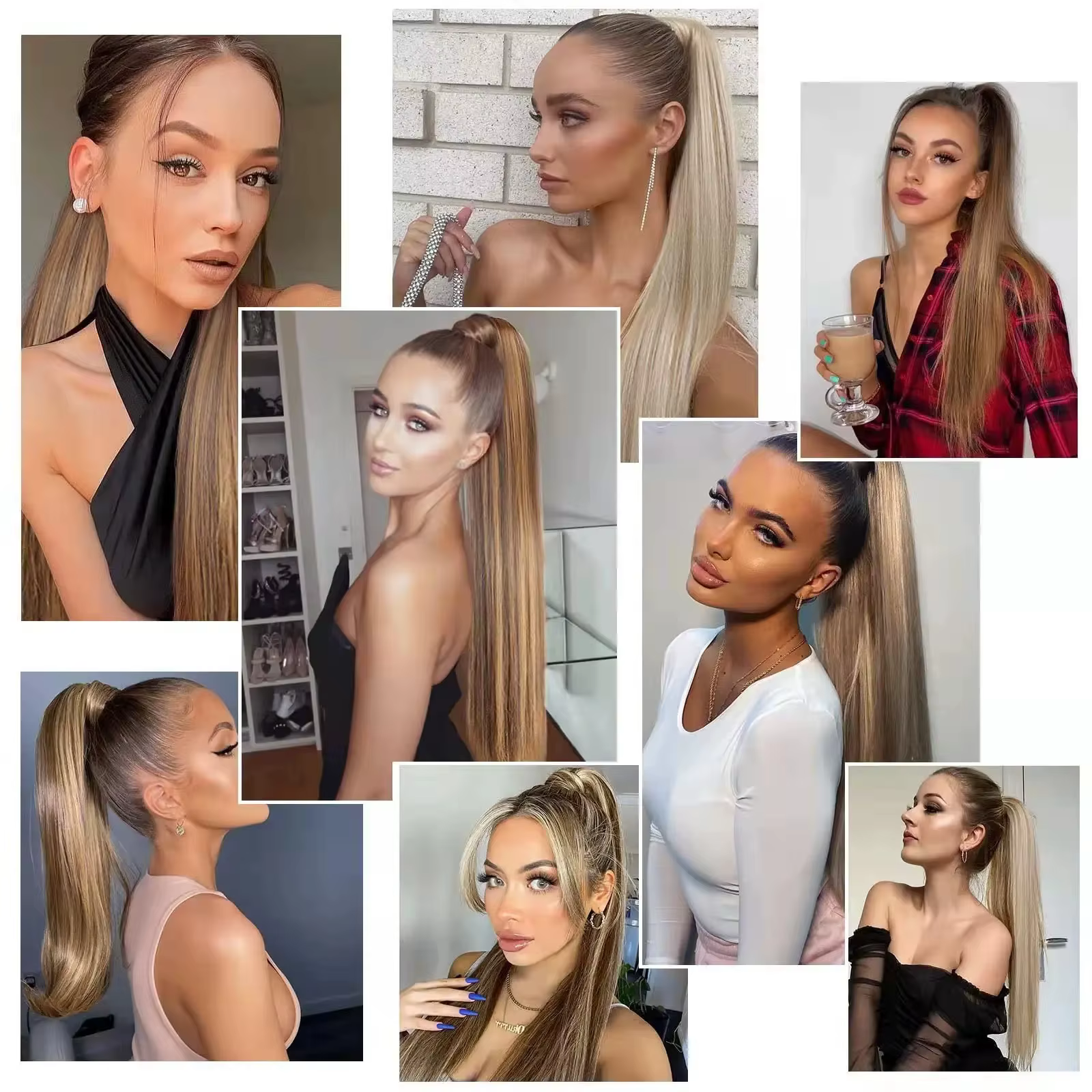 Extensions de cheveux blondes longues à clipser