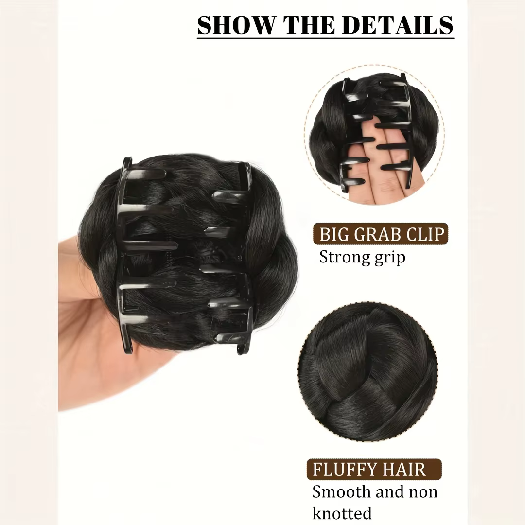 Perruque synthétique bouclée tressée avec pince à cheveux pour femme