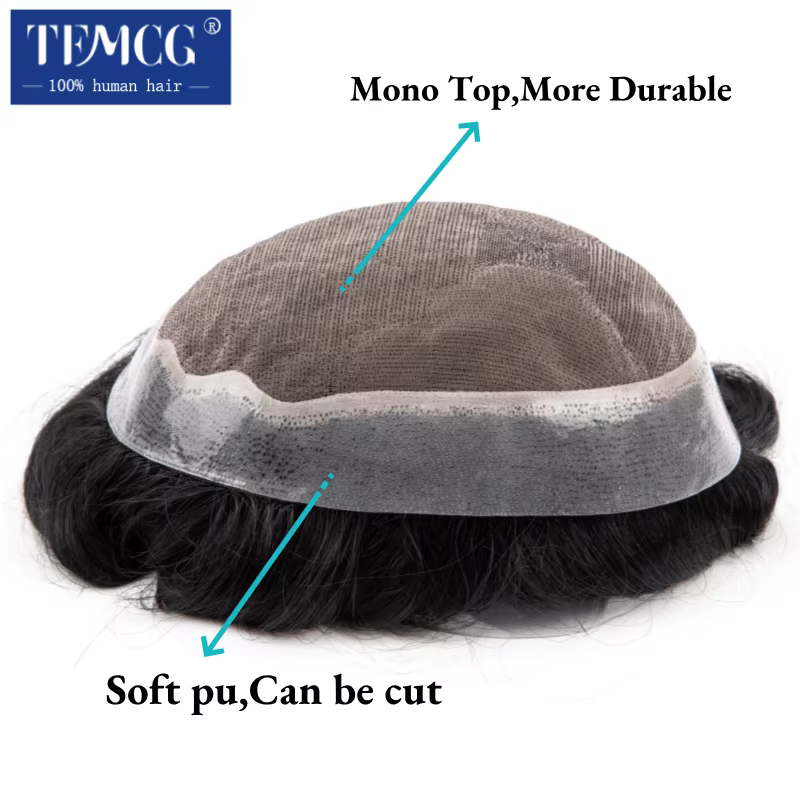 Toupet hommes perruque Durable Mono & doux Pu