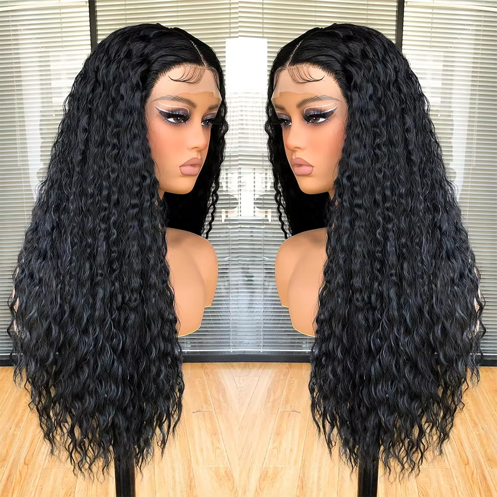 Perruques avant en dentelle bouclées noires 13 × 4 pour femmes noires