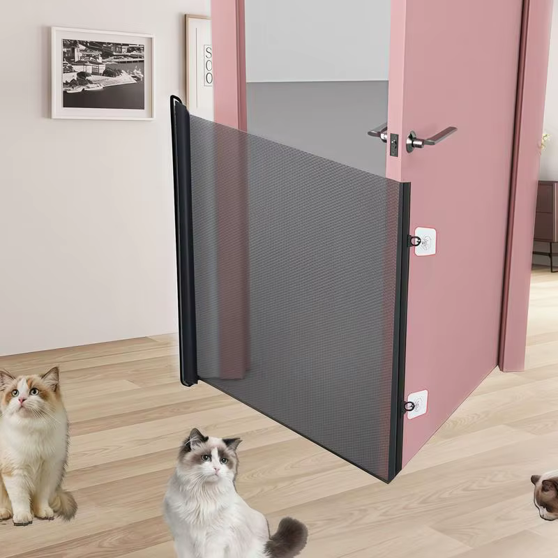 Porte rétractable en maille pour animaux de compagnie, sans perceuse, extensible, Protection des enfants, barrière de Protection pour animaux de compagnie, écran en maille pour balcon et couloirs