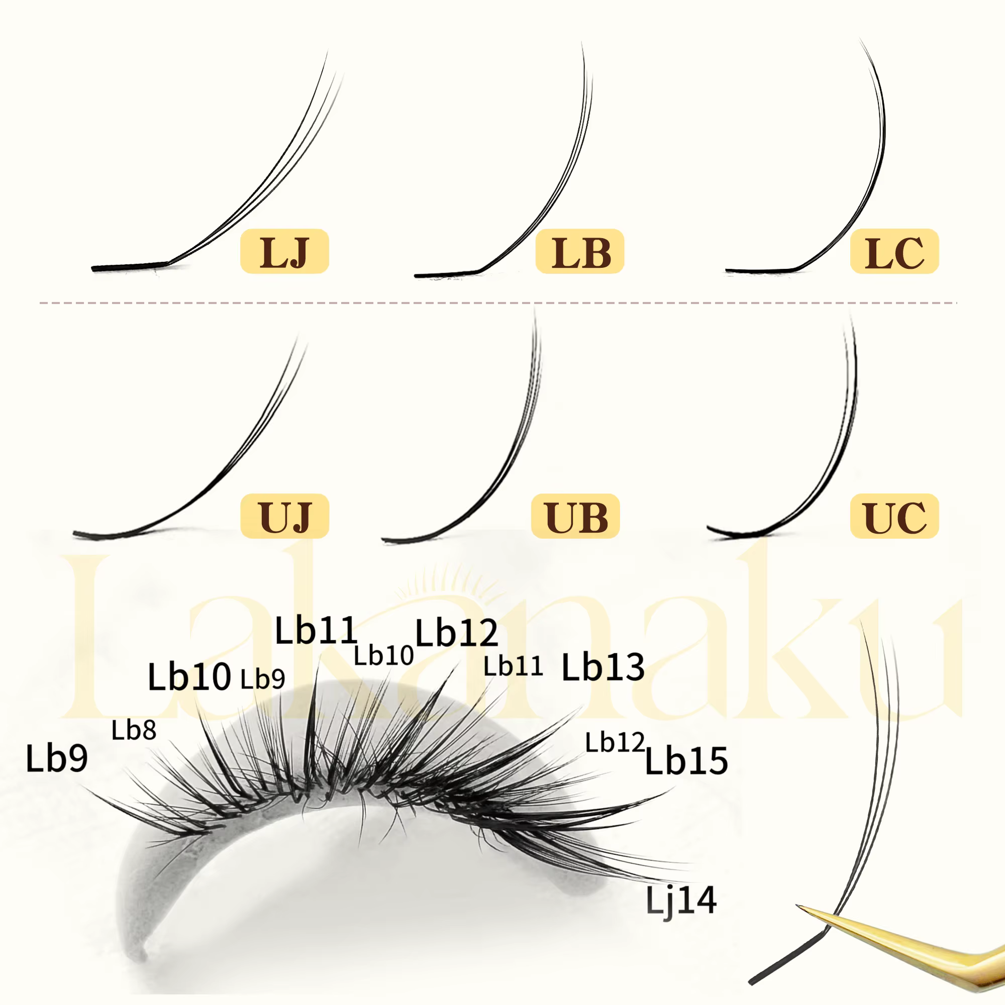 UJ LJ Extensions de cils pré-attachées effet camélia