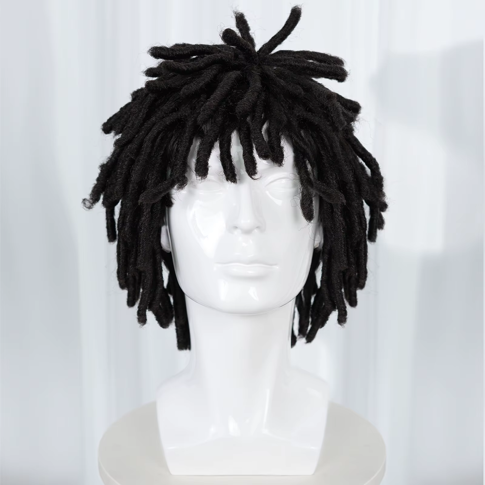 Perruque synthétique courte noire à dreadlocks pour hommes – Coiffure Locs texturée élégante et authentique pour la mode