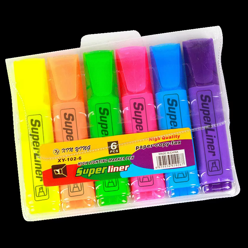 Stylo Fluorescent surligneur à pointe large, marqueurs d'écriture pour dessin artistique, marquage de gribouillage, papeterie de bureau, fournitures scolaires, 4/6 pièces