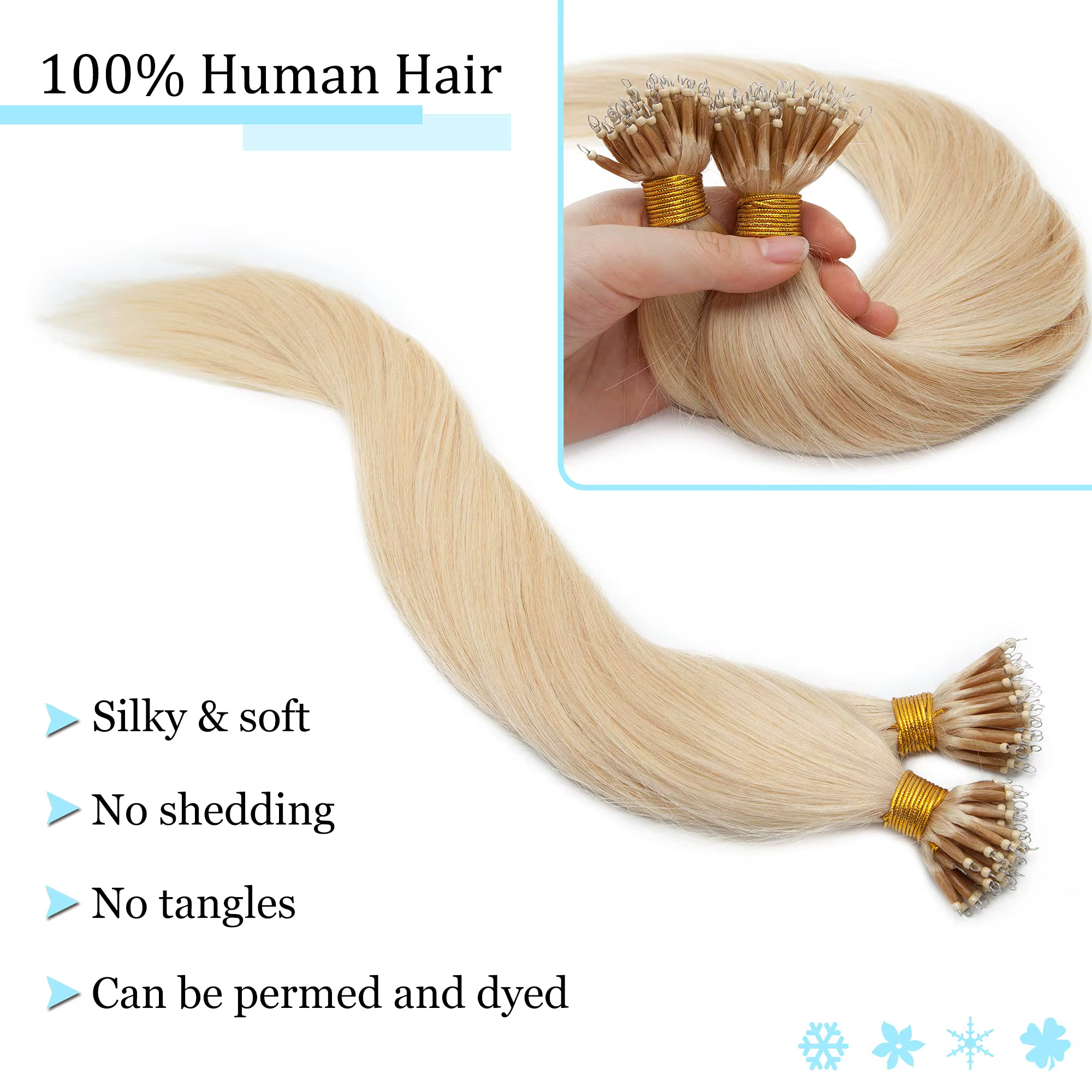 Extensions de cheveux Nano Ring 100% cheveux humains