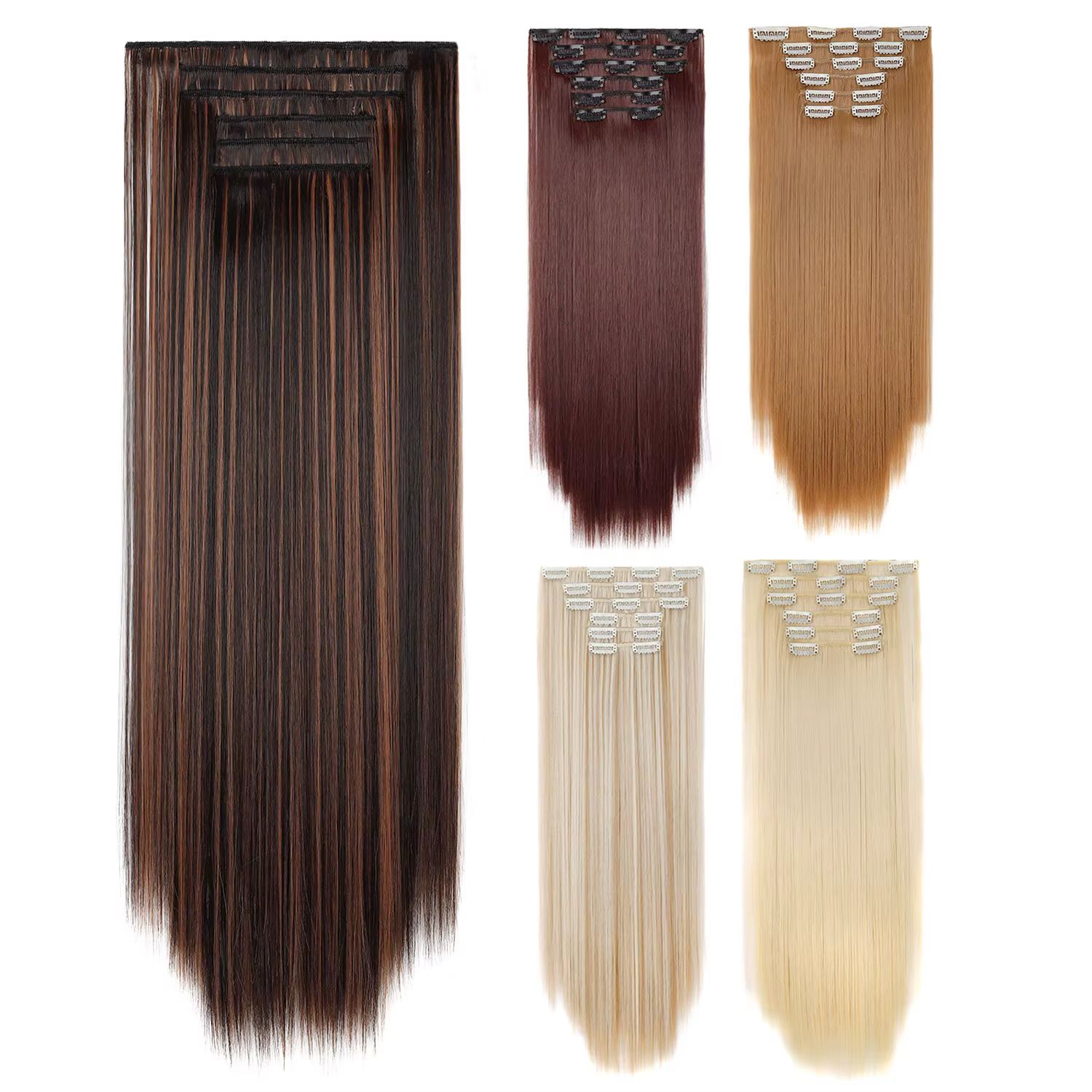 Jeedou 6 pièces/ensemble Extensions de cheveux à clips