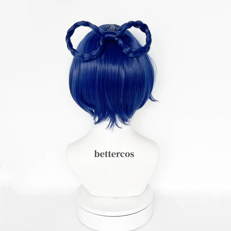 Xiangling Cosplay perruque 30 cm courte bleu foncé