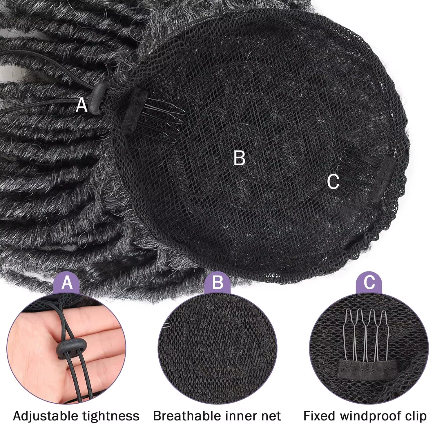 Extensions de queue de cheval Dreadlock pour femmes cordon