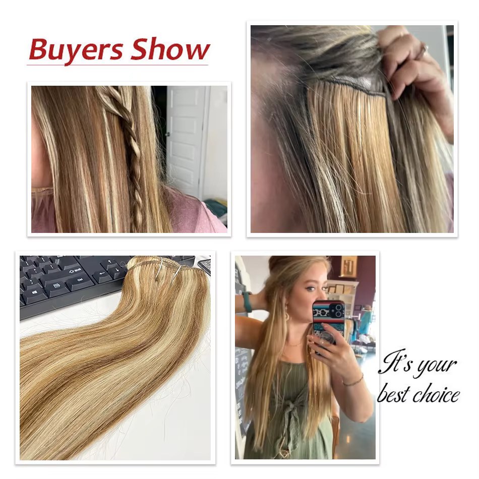 Extensions de cheveux naturels à clipser