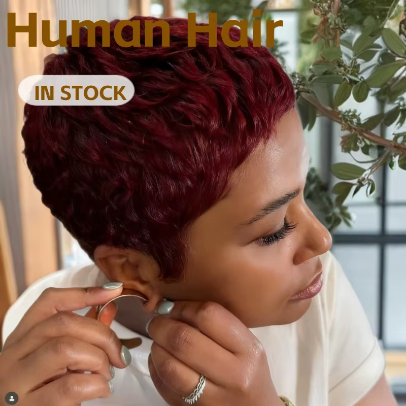 Perruque de cheveux humains entièrement fabriquée à la machine de 6 pouces 27 # 99J # 30 # Style simple pour les femmes