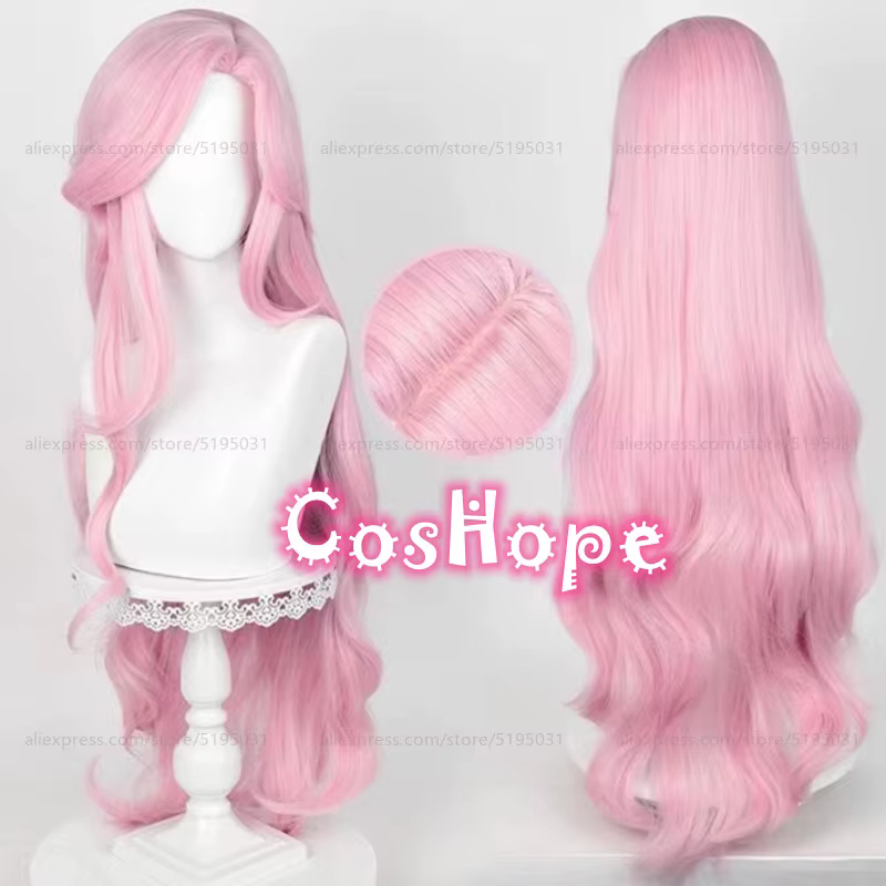 Fluttershy Cosplay perruque unisexe 100 cm longue vague bouclée cheveux rose