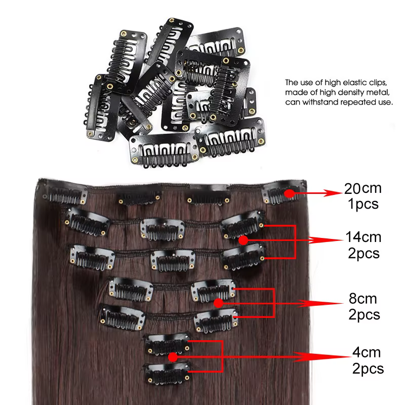 WIGSIN 24 pouces synthétique 7 pièces/ensemble Extension de cheveux longs raides 16Clips coiffure noir blond postiche pour les femmes