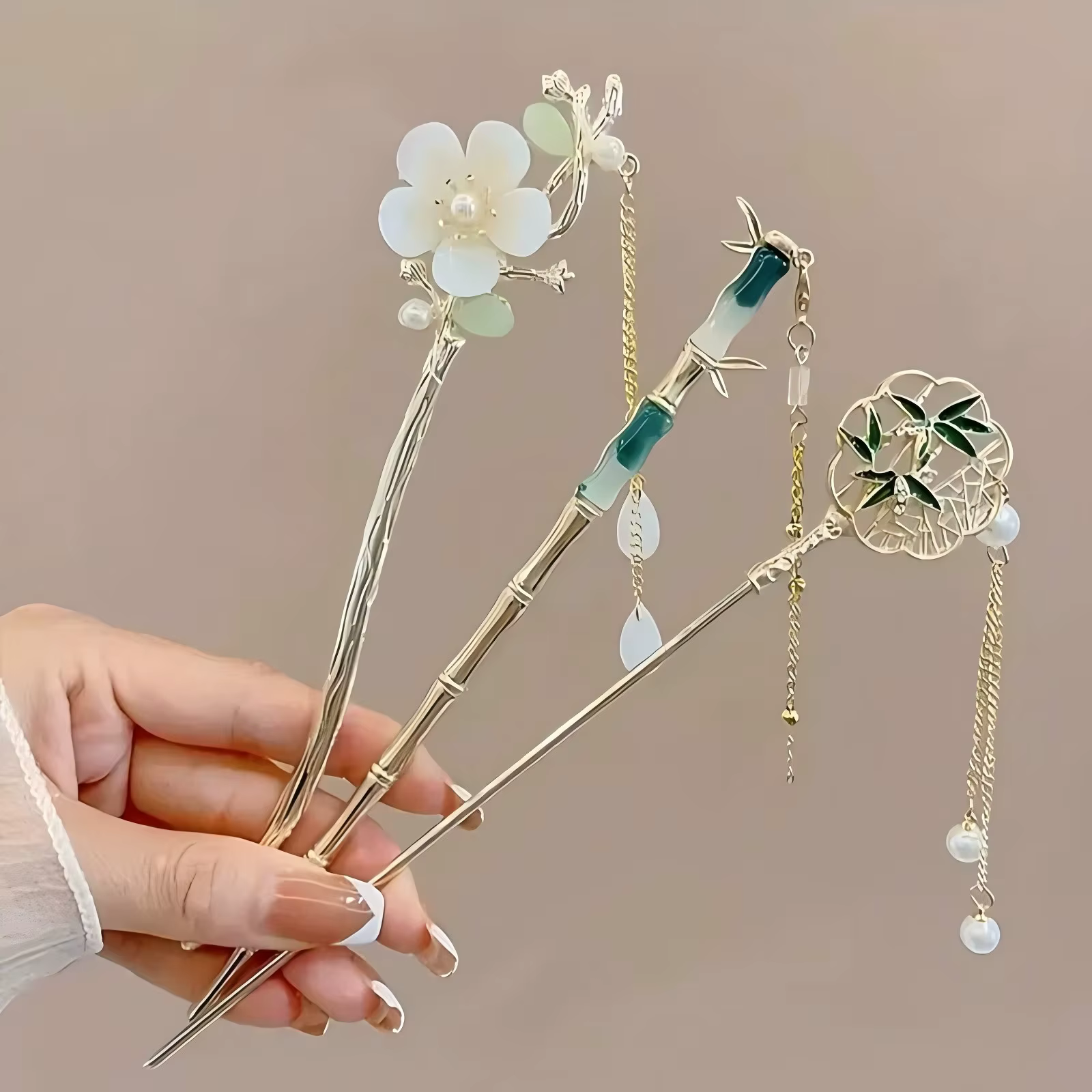 1/6 pièces élégant Style chinois gland bâton de cheveux traditionnel Design Floral accessoire de coiffure femmes bijoux