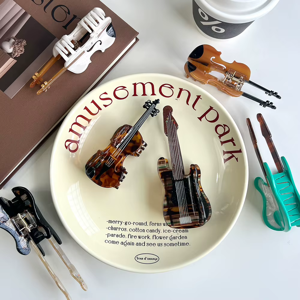 6 pinces à cheveux à griffes de violon. Style d'île unique et décontracté. Acétate