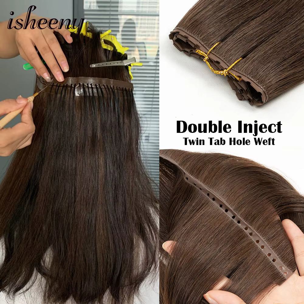 Extensions de cheveux humains de trame de trou Invisible 12 "-24" double onglet
