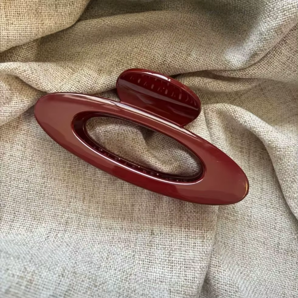 Pince à cheveux Ellipse géométrique rouge à pois