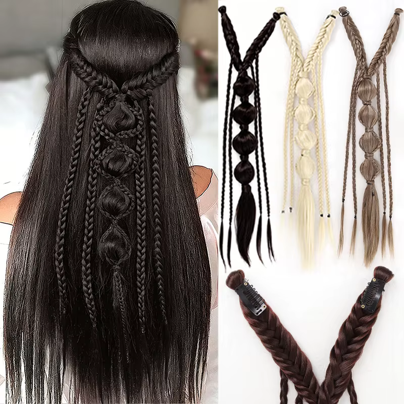 Perruque synthétique tressée de 24 pouces avec clip BB en forme de U, adaptée à un usage quotidien et aux fêtes pour femmes