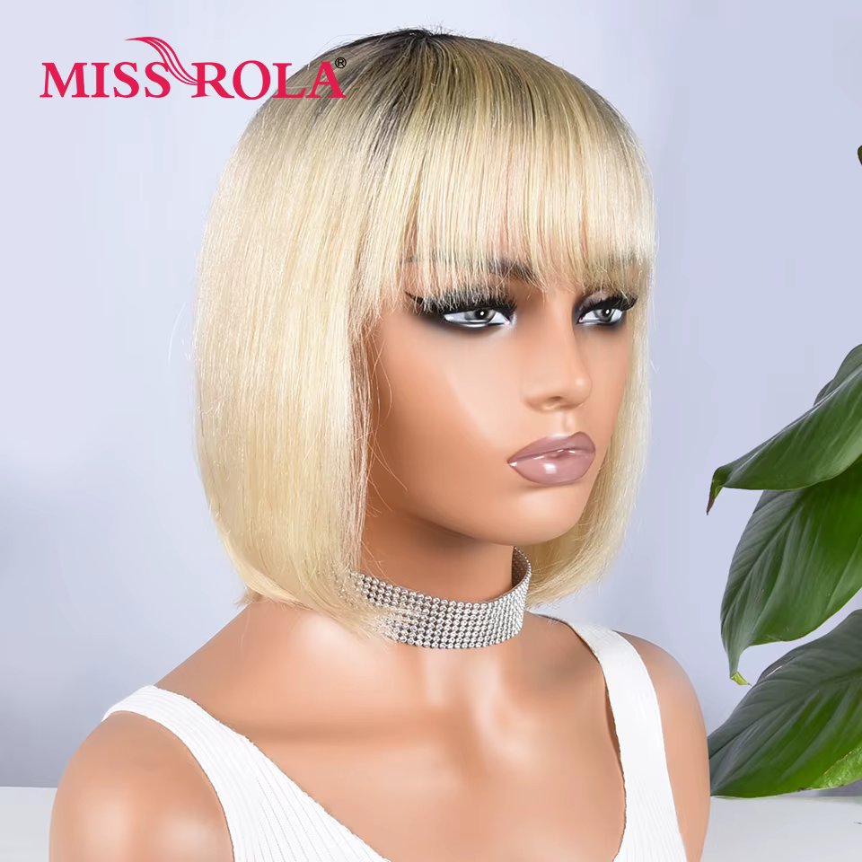 Miss Rola Blonde 613 # Perruques de cheveux humains Bob courtes entièrement fabriquées à la Machine perruque Bob droite