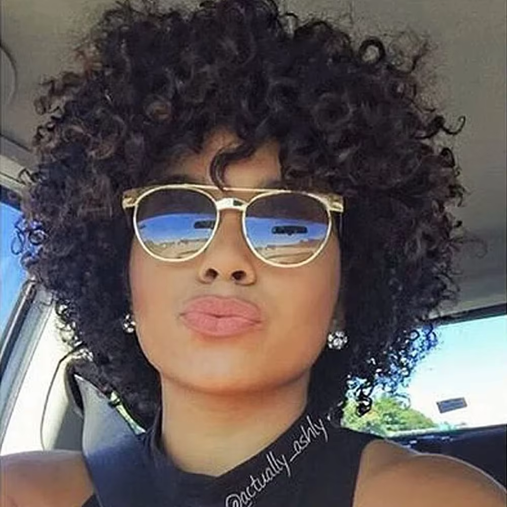 Perruque de cheveux humains crépus bouclés