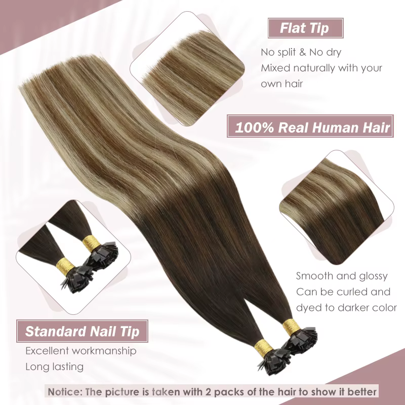 Ugeat – Extensions de cheveux naturels à pointe plate