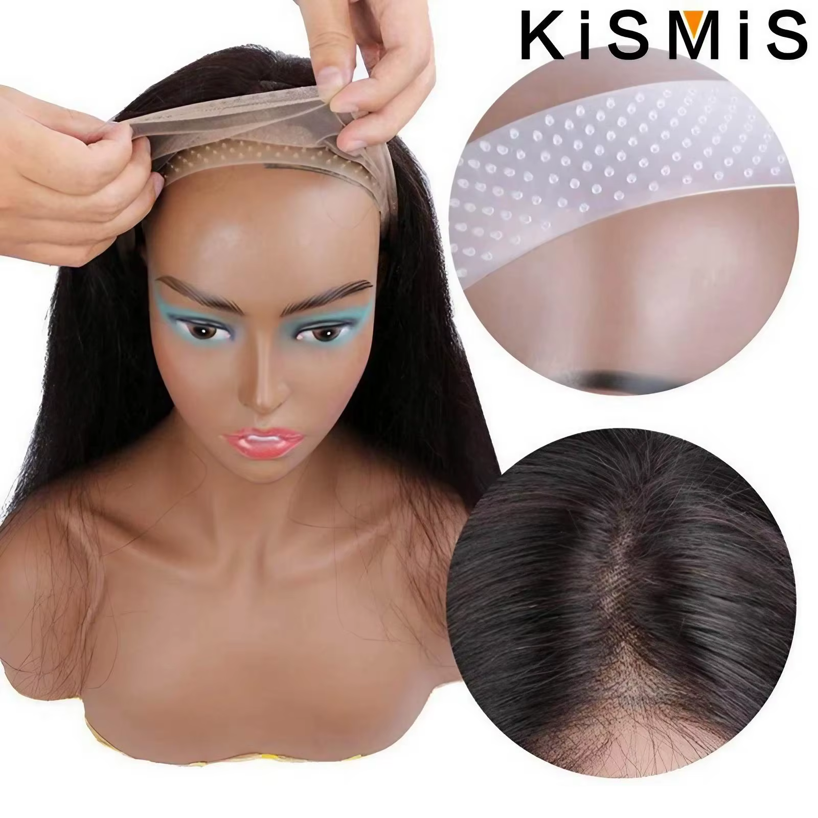 KISMIS 1PC bandeau réglable Silicone perruque bande pour dentelle frontale perruques