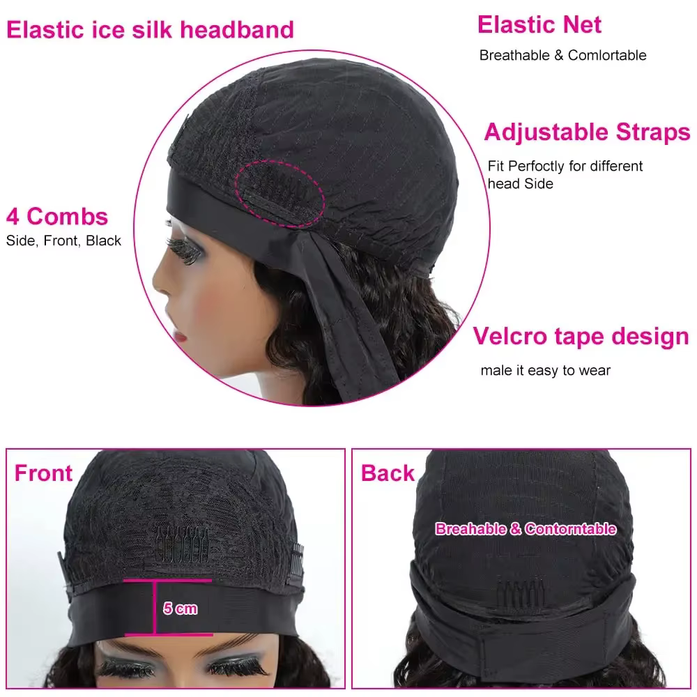 Perruque bandeau en cheveux humains bouclés