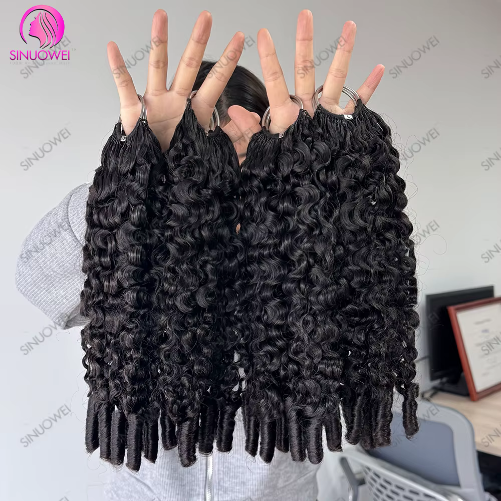 de au cheveux huains, type plume, 12A, bouclés , noir naturel, pré-séparées