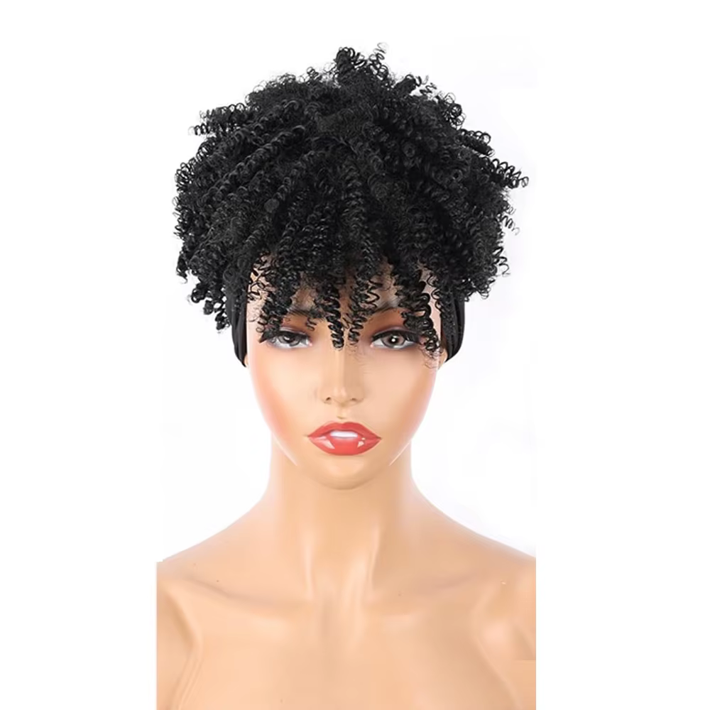 Afro Ombre brun bandeau perruque courte