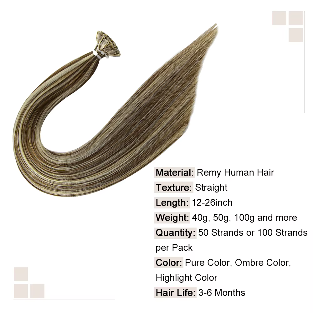 Nouvelle Extension de cheveux à pointe plate