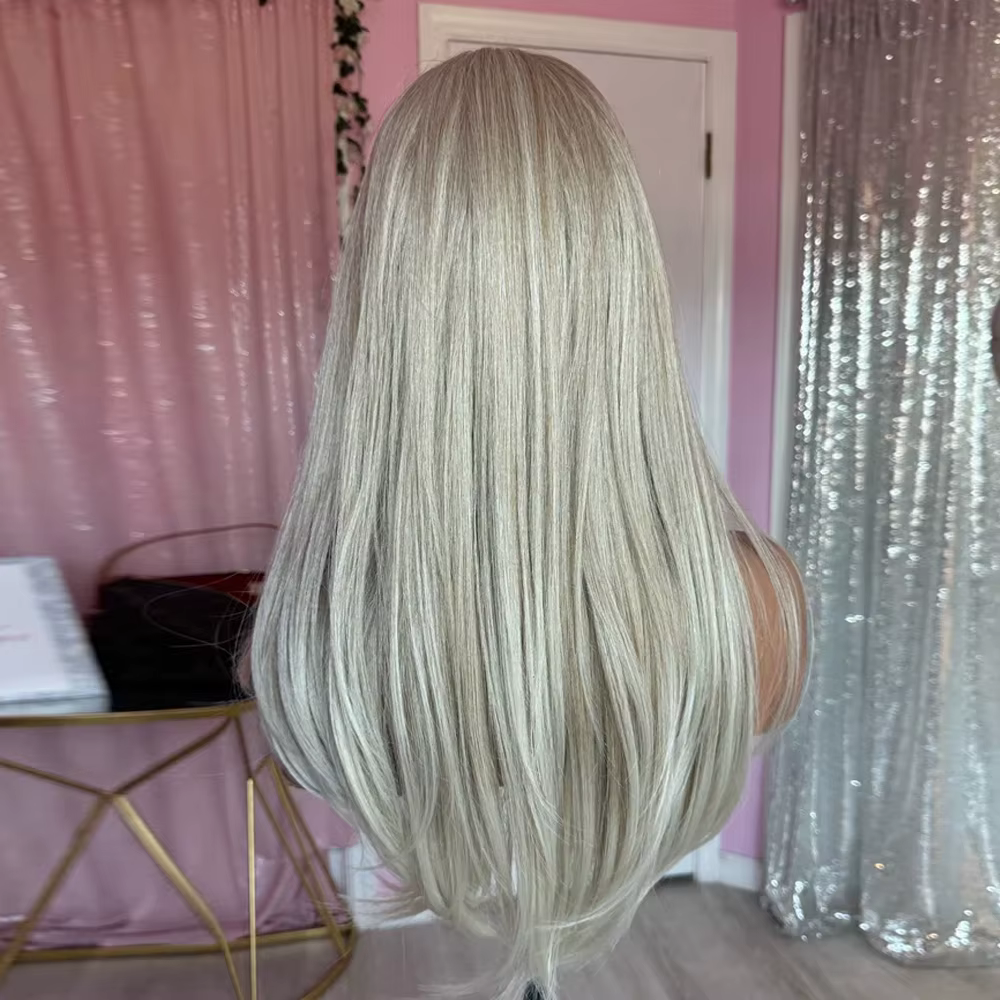 Perruque Balayage Blond Cendré Crémeux