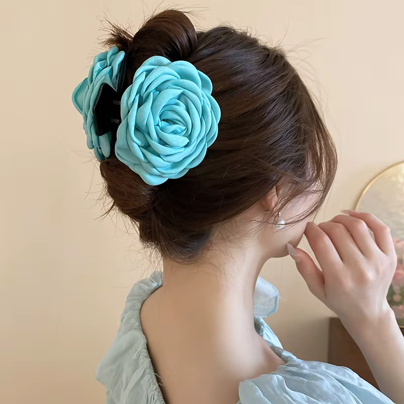 Pince à cheveux française romantique en forme de fleur de Rose pour femmes