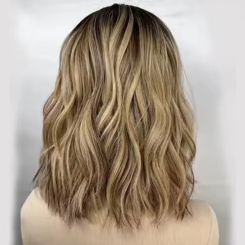 Perruque synthétique blonde européenne authentique pour femme