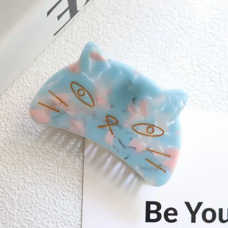 Pince à cheveux en acétate de chat de dessin animé mignon pour femmes