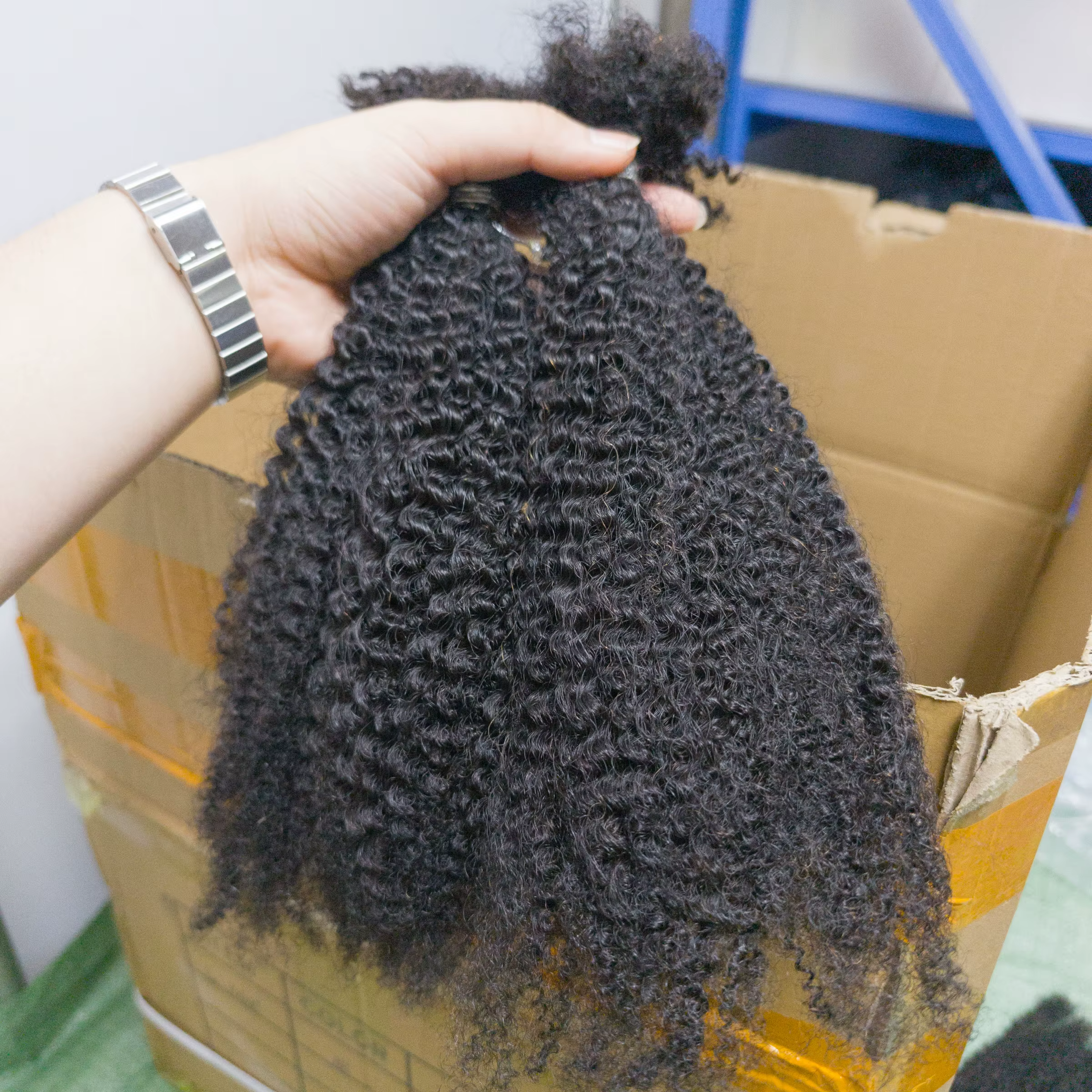 100% paquets de cheveux humains pour Locs tresses 4C Afro crépus bouclés Extension en vrac tresse 16 pouces