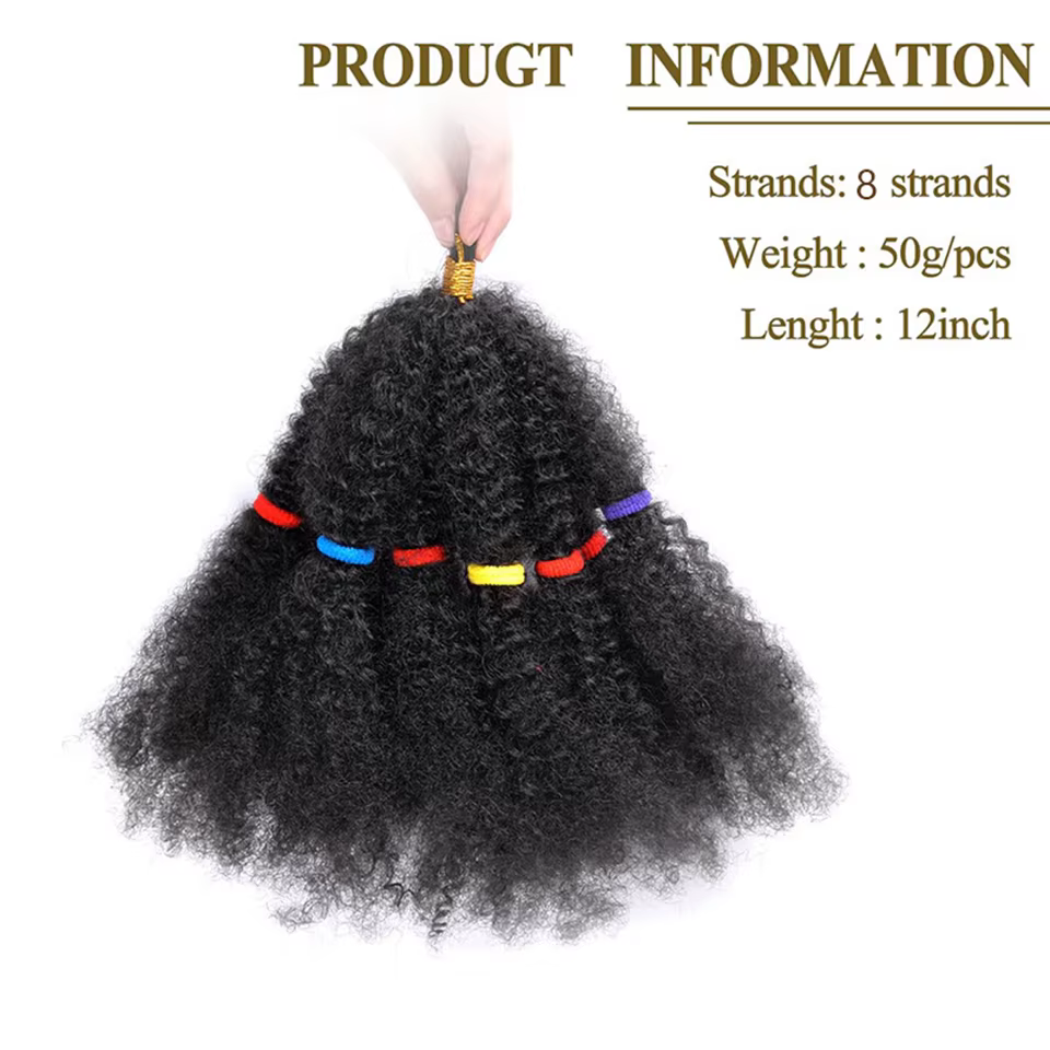 Perruque synthétique Afro Kinky 12 pouces