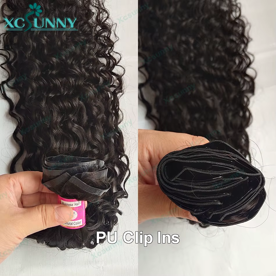 Clip en PU sans couture dans les Extensions de cheveux