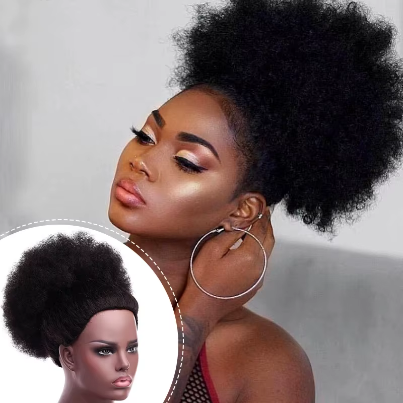 Queue de cheval synthétique Afro Puff pour femmes noires