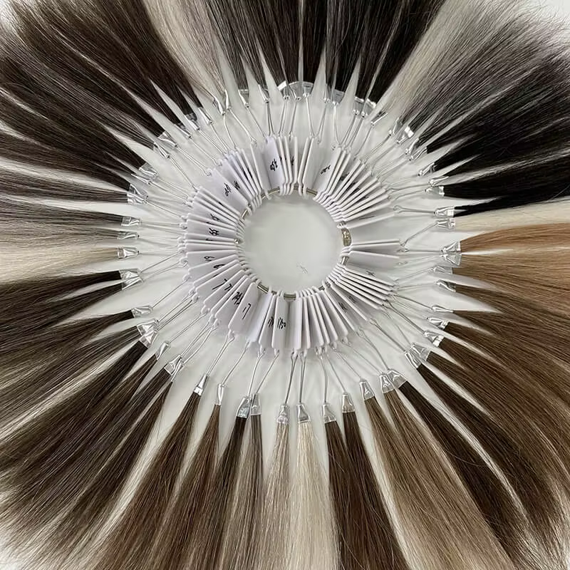 Anneau de couleur de cheveux humains de 61 couleurs pour le salon de toupet des hommes