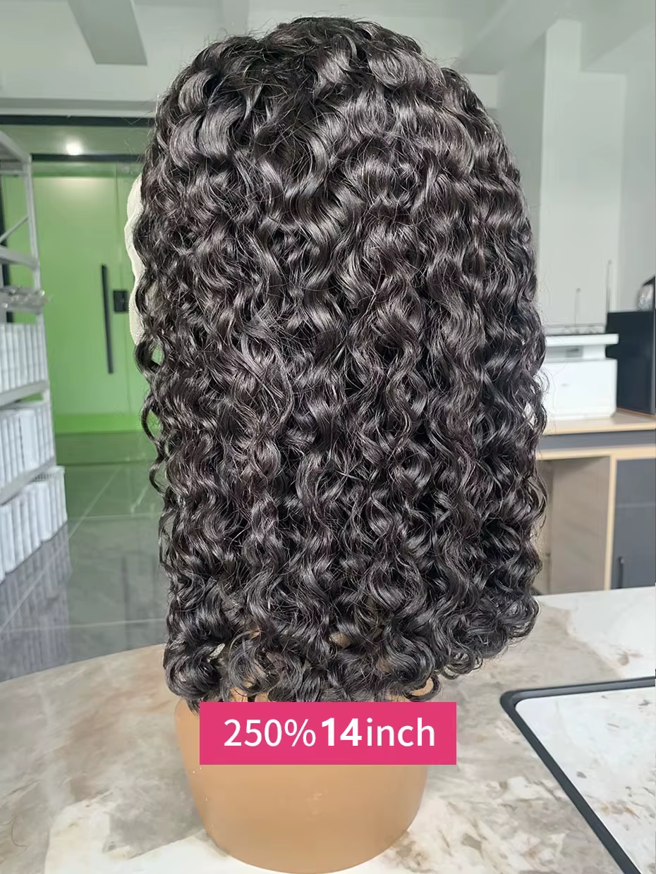 Réel 250 densité 13x4 court Bob humide et ondulé perruque de cheveux humains vietnamien brut Double dessiné haute