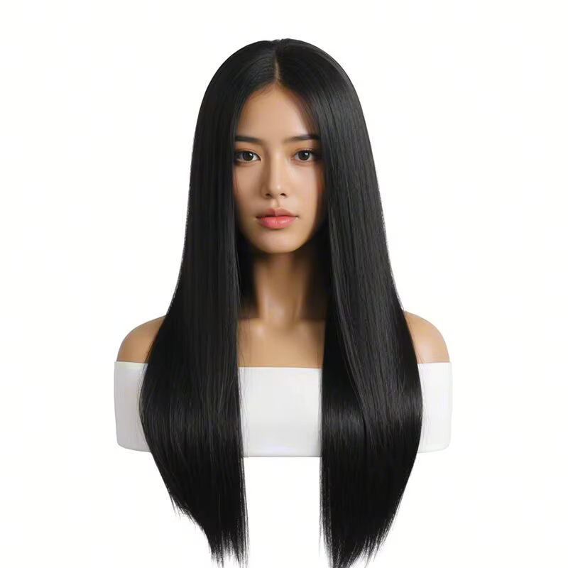 Perruque longue et droite élégante pour femme – Cheveux synthétiques résistants à la chaleur pour cosplay et Halloween