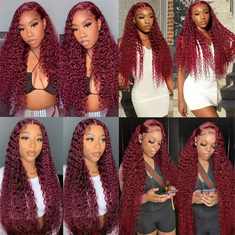 99J birman bouclés perruques de cheveux humains 13x4 dentelle avant perruque pour les femmes bordeaux brésilien Pixie