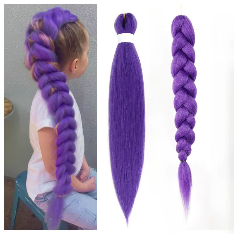 Perruque de Cosplay KPOP Rumi tressée violette longue de 26 pouces