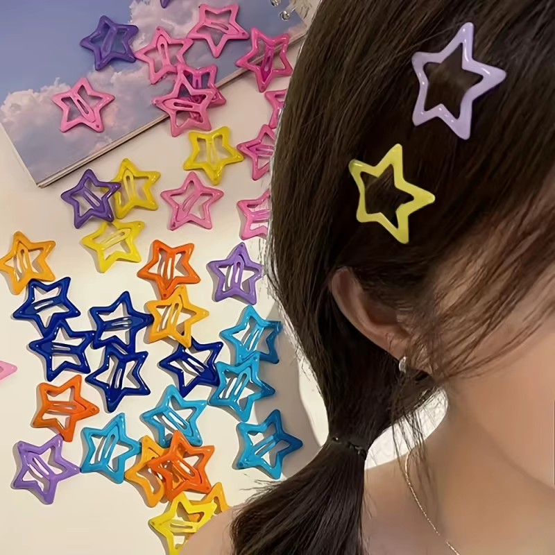 36 pinces à cheveux en forme d'étoile de couleur aléatoire