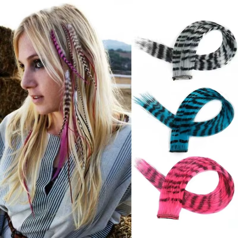 Extensions de cheveux synthétiques à clipser imprimées à rayures