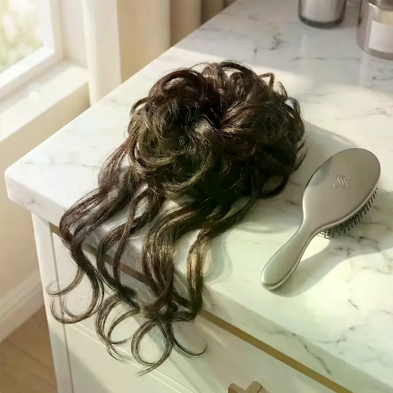 Chignon synthétique élégant et bouclé avec élastique